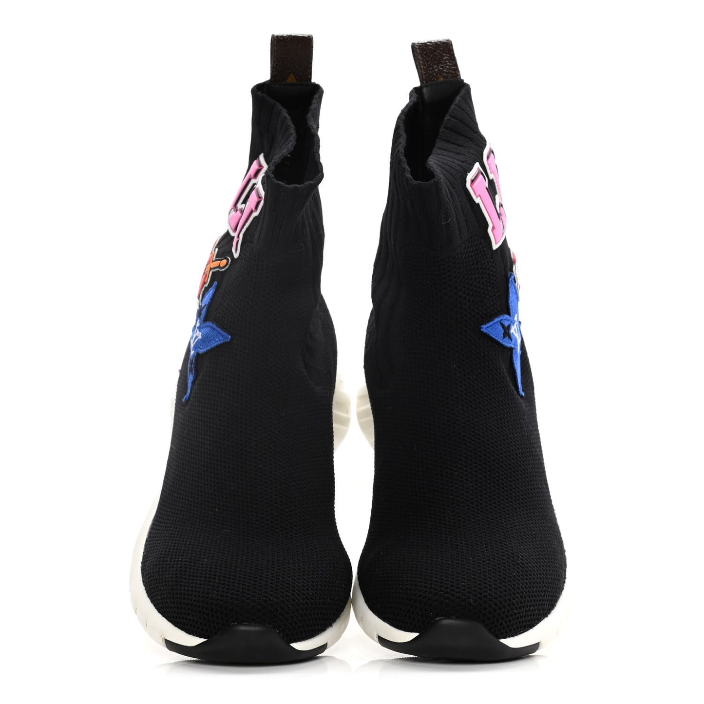 Stretch Fabric LV Black Heart Sock Sneaker 39 Black