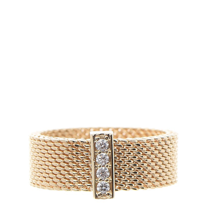 Tiffany 18K Yellow Gold 4 Diamond Somerset Ring 49 5 1 of 6