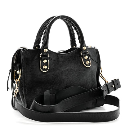 Balenciaga Chevre Gold Metallic Edge Hardware Mini City Black 4 of 11