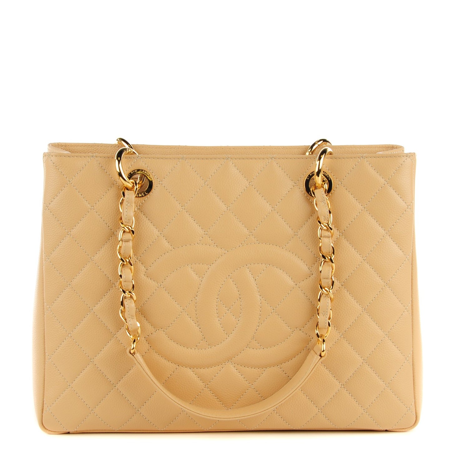 Caviar Quilted Grand Shopping Tote GST Beige Clair