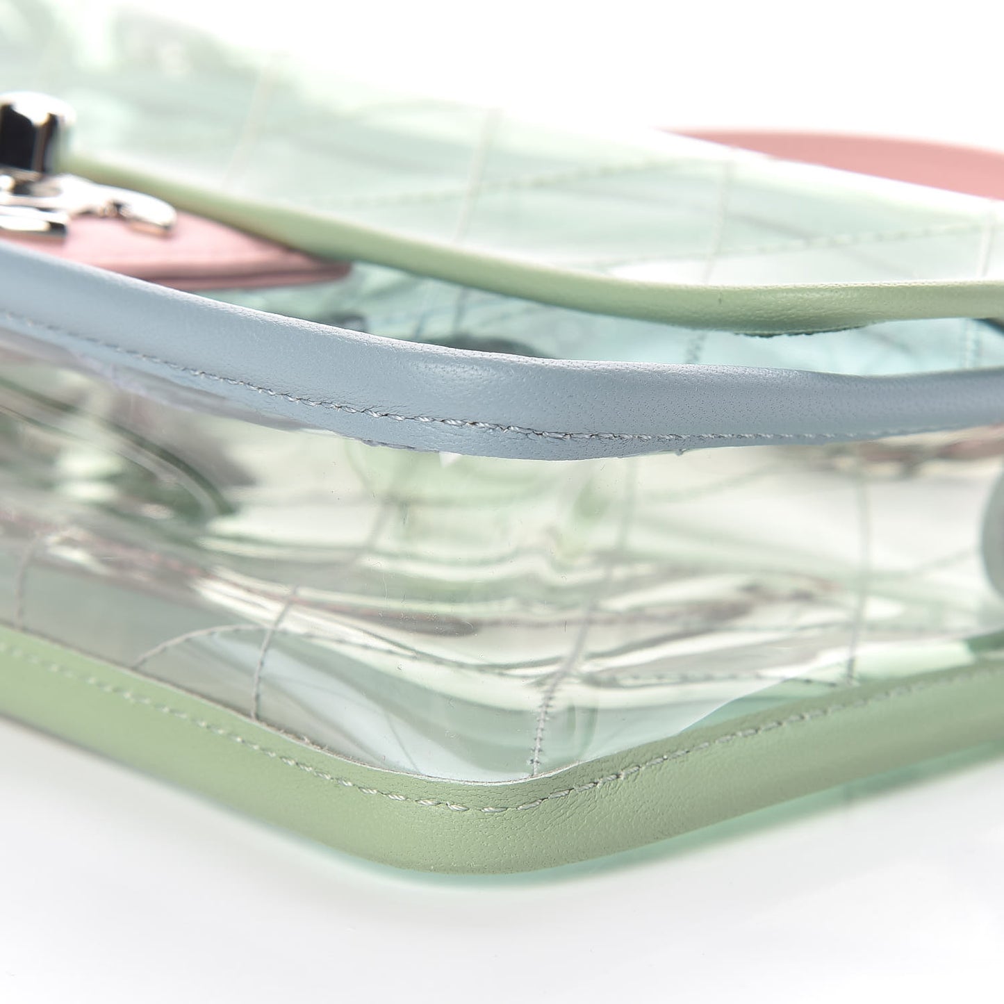 Lambskin PVC Quilted Mini Coco Splash Flap Blue Green