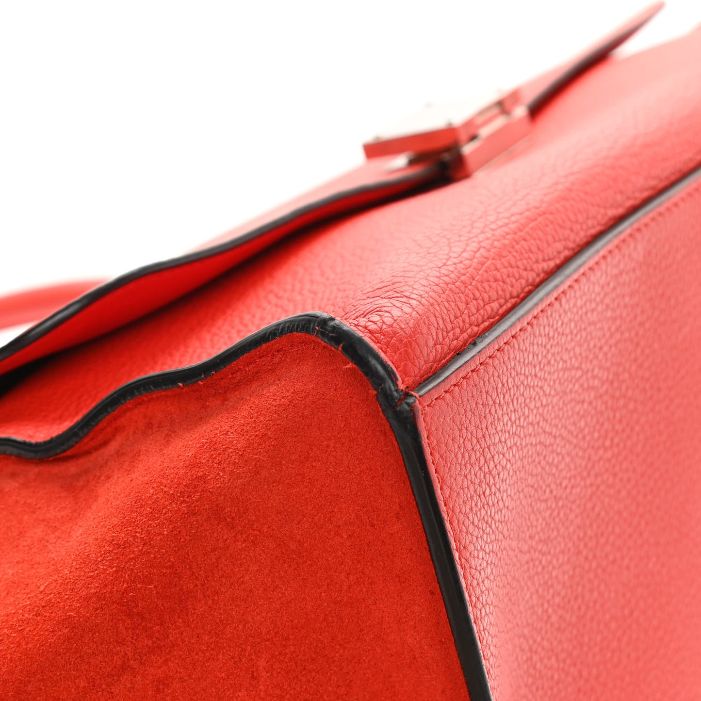 Drummed Calfskin Suede Large Trapeze Vermillion