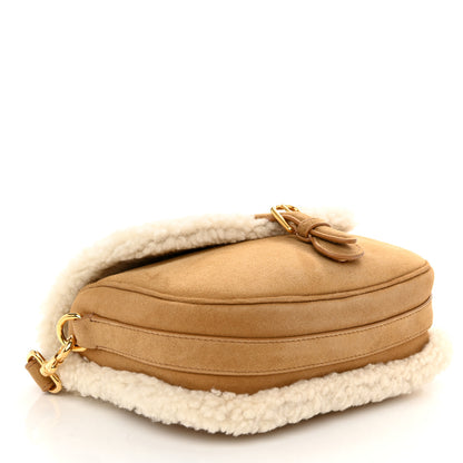 Christian Dior Suede Shearling Medium Bobby Flap Natural 4 of 9