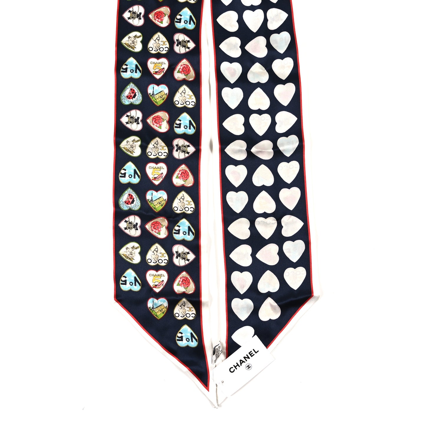 Silk Heart CC Bandeau Scarf Dark Navy Blue Multicolor