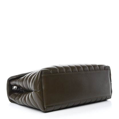 Saint Laurent Calfskin Y Quilted Monogram Medium Loulou Chain Satchel Kaki Fonce 4 of 11