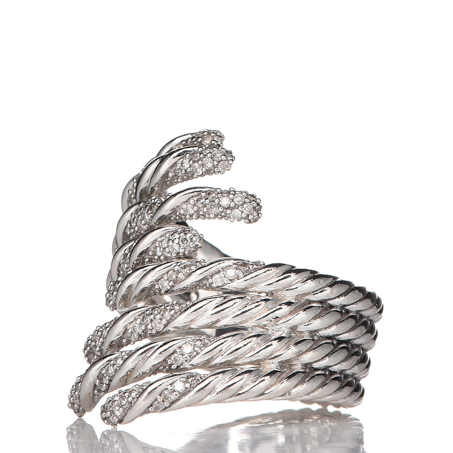 Sterling Silver Diamond Willow Open Four Row Ring 49 5