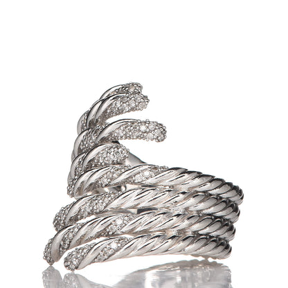 David Yurman Sterling Silver Diamond Willow Open Four Row Ring 49 5 4 of 6