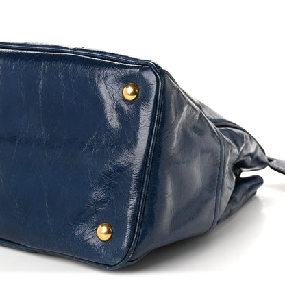 Miu Miu Vitello Shine Top Handle Satchel Cobalto 10 of 10