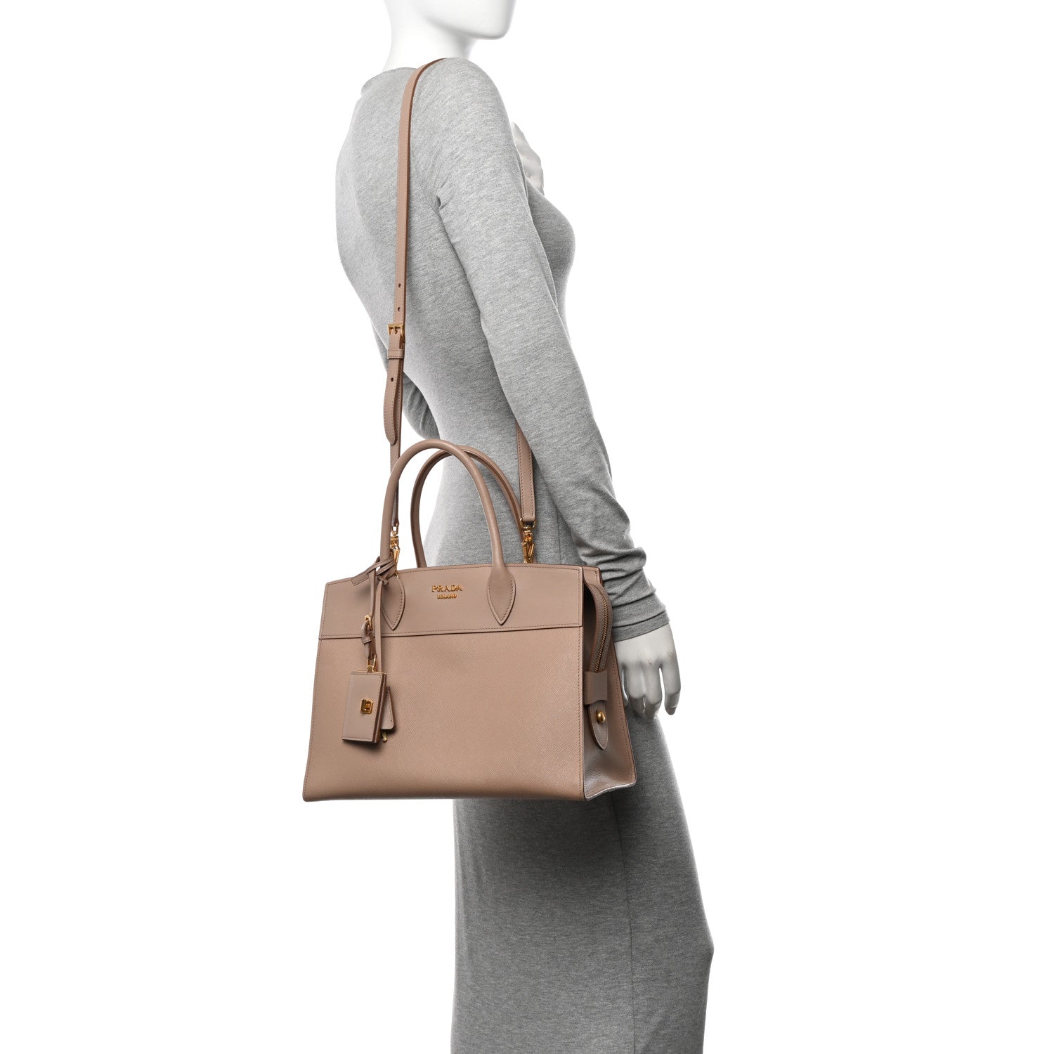 Prada Saffiano City Calfskin Medium Esplanade Cammeo 2 of 13
