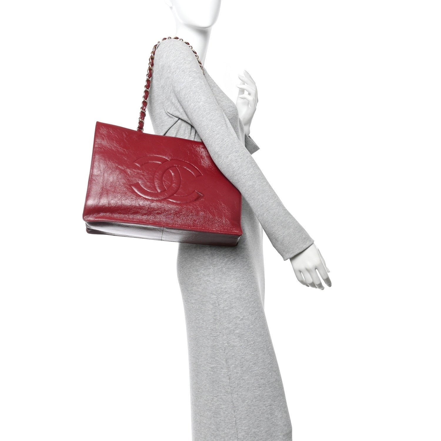Chanel Shiny Aged Calfskin Shopping Bag Red 2 of 15