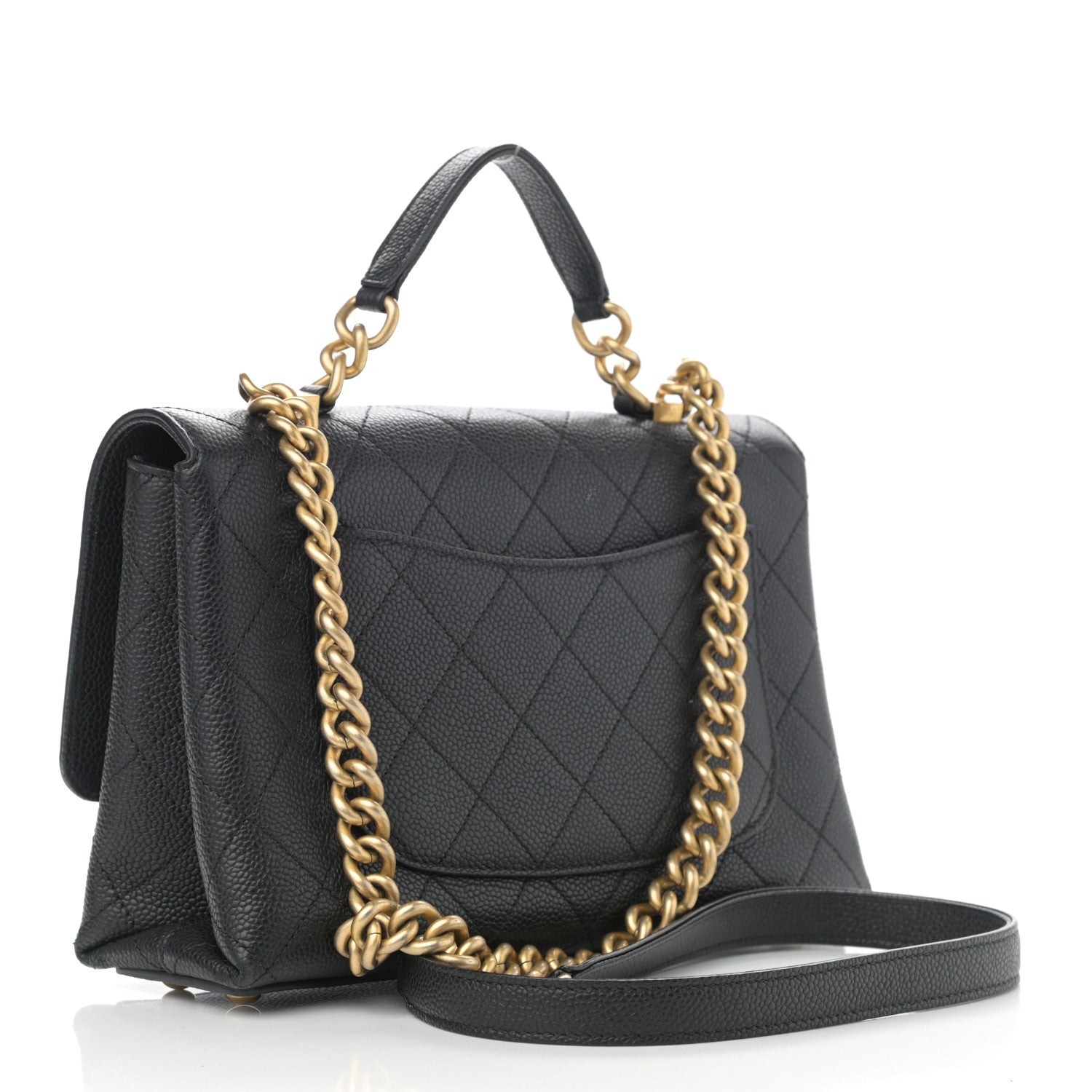 Chanel Caviar Diamond Stitched Small Top Handle Flap Black 3 of 11