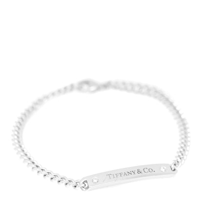 Tiffany 18K White Gold Diamond Micro Link ID Chain Bracelet 1 of 6