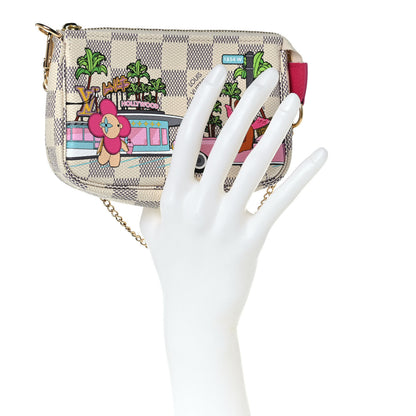 Louis Vuitton Damier Azur 2021 Christmas Animation Hollywood Mini Pochette Accessories Fuchsia 2 of 10