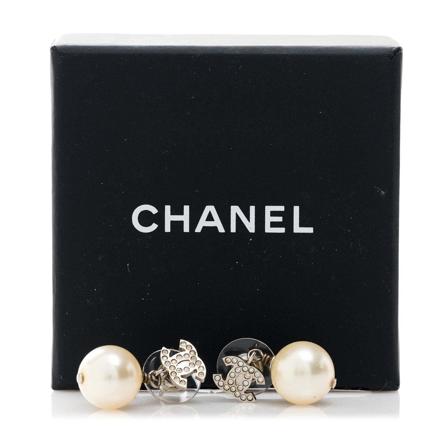Chanel Crystal Pearl CC Drop Earrings Gold 6 of 6