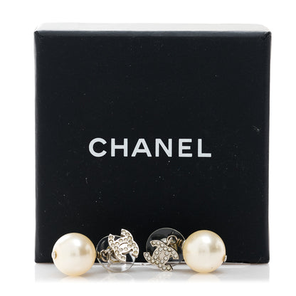 Chanel Crystal Pearl CC Drop Earrings Gold 6 of 6