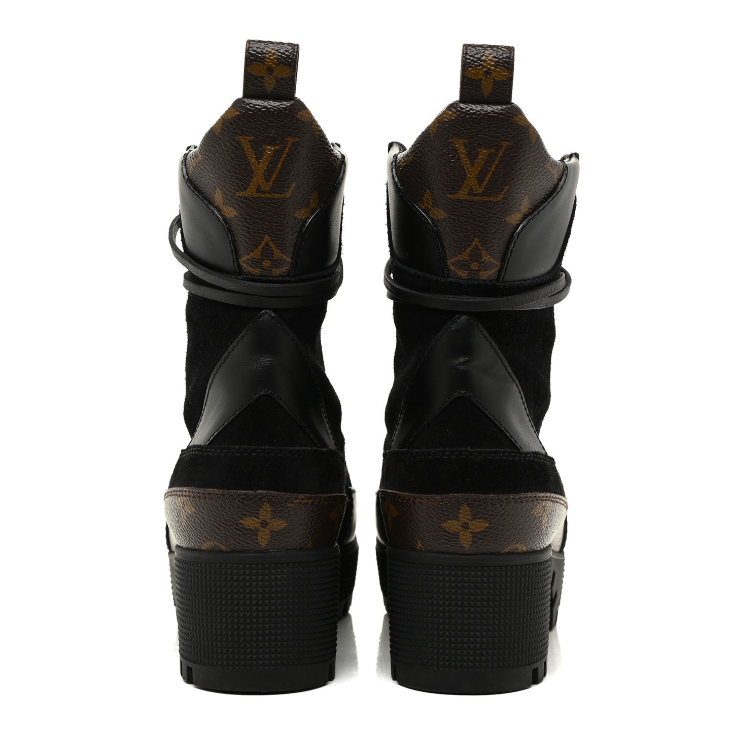 Suede Calfskin Monogram Laureate Platform Desert Boots 38 Black