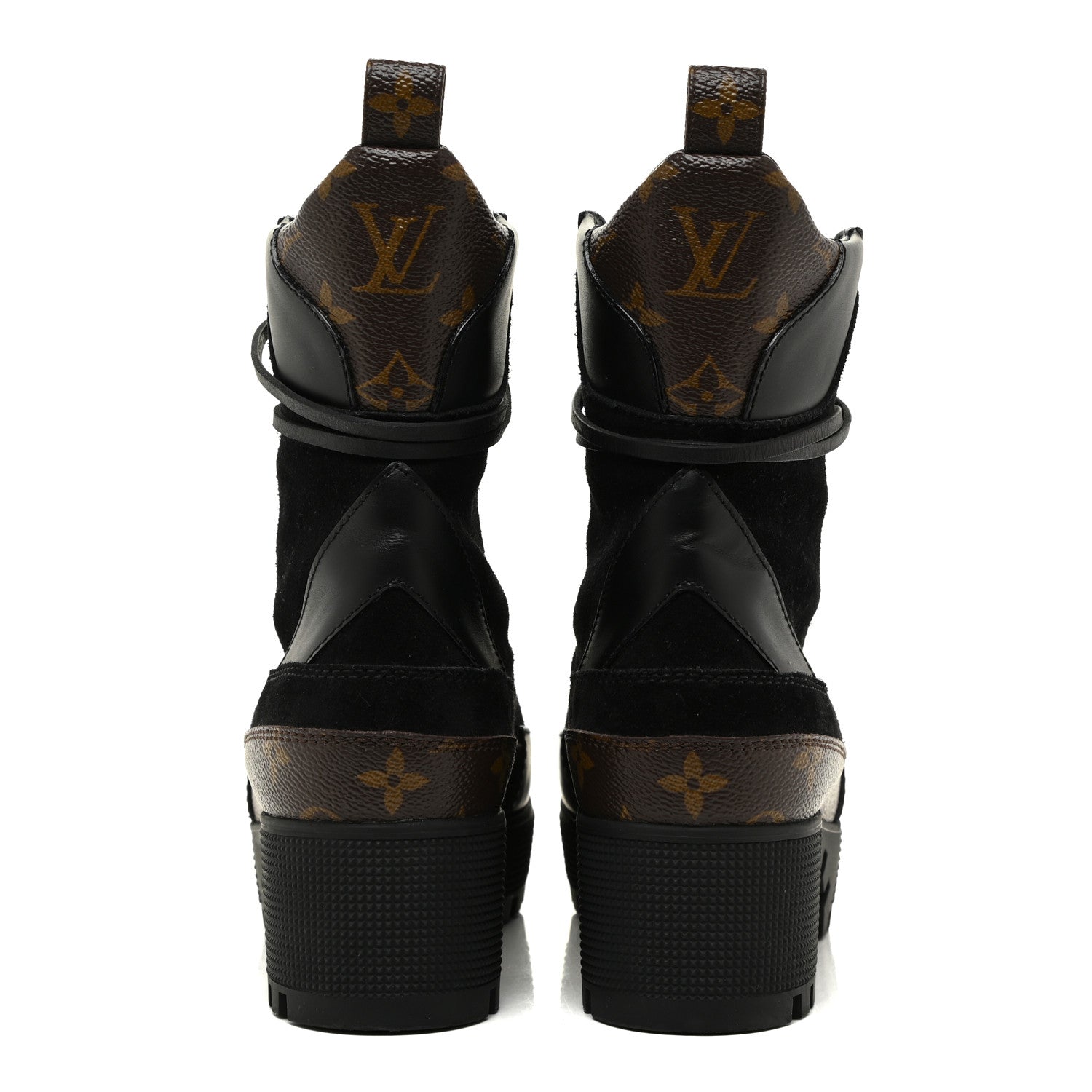 Louis Vuitton Suede Calfskin Monogram Laureate Platform Desert Boots 38 Black 4 of 9