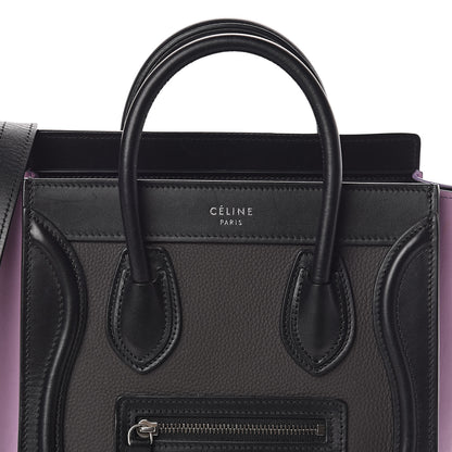 Celine Smooth Drummed Calfskin Tri-color Nano Luggage Anthracite 7 of 12
