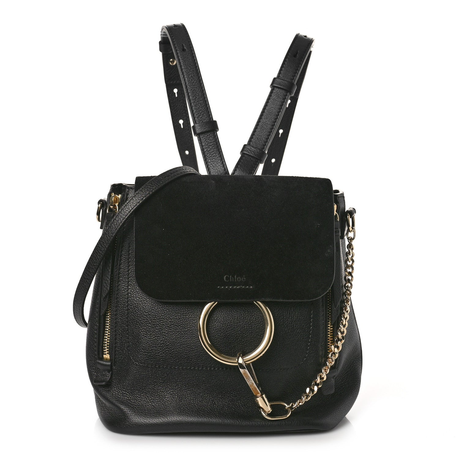 Chloe Suede Calfskin Small Faye Backpack Black 1 of 9