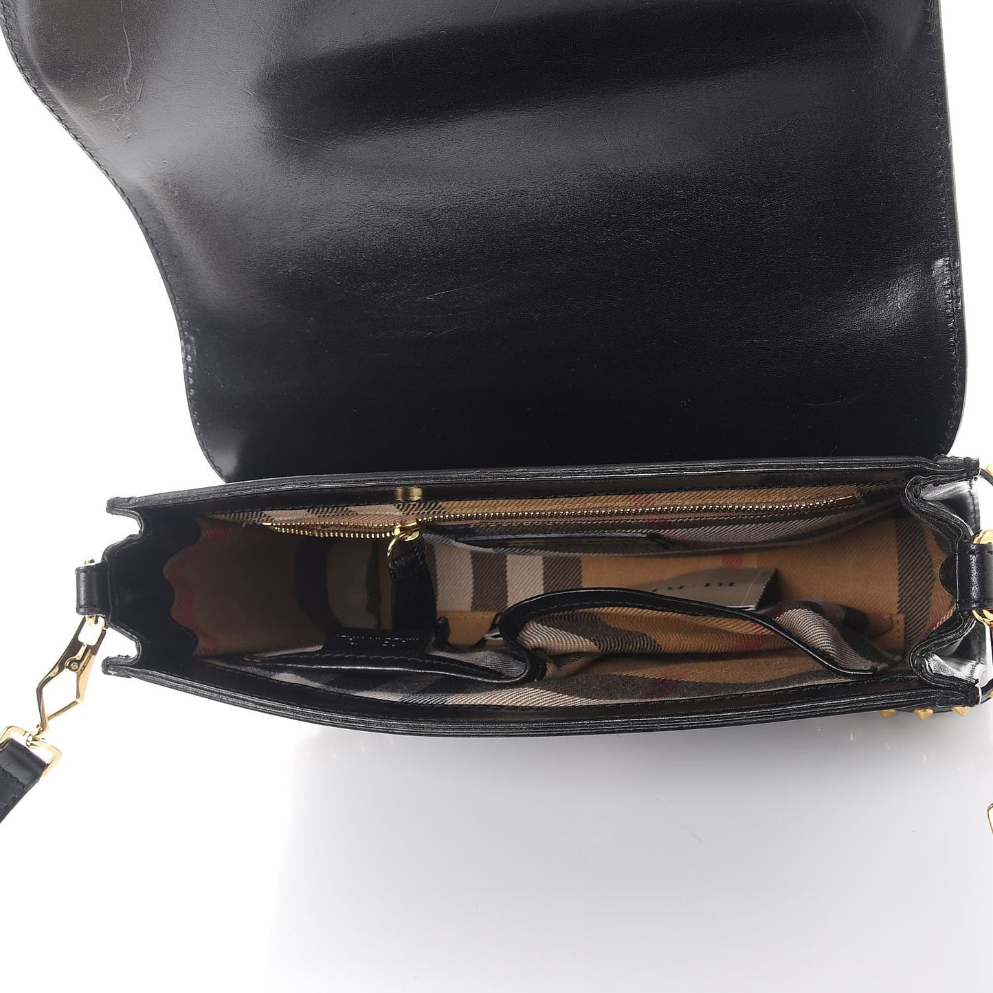 Polished Bridle Calfskin Studded Small Abbott Crossbody Bag Black