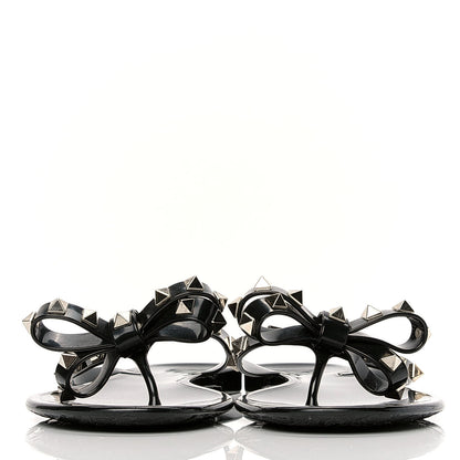 Valentino Garavani PVC Jelly Rockstud Bow Thong Sandals 40 Black 2 of 6