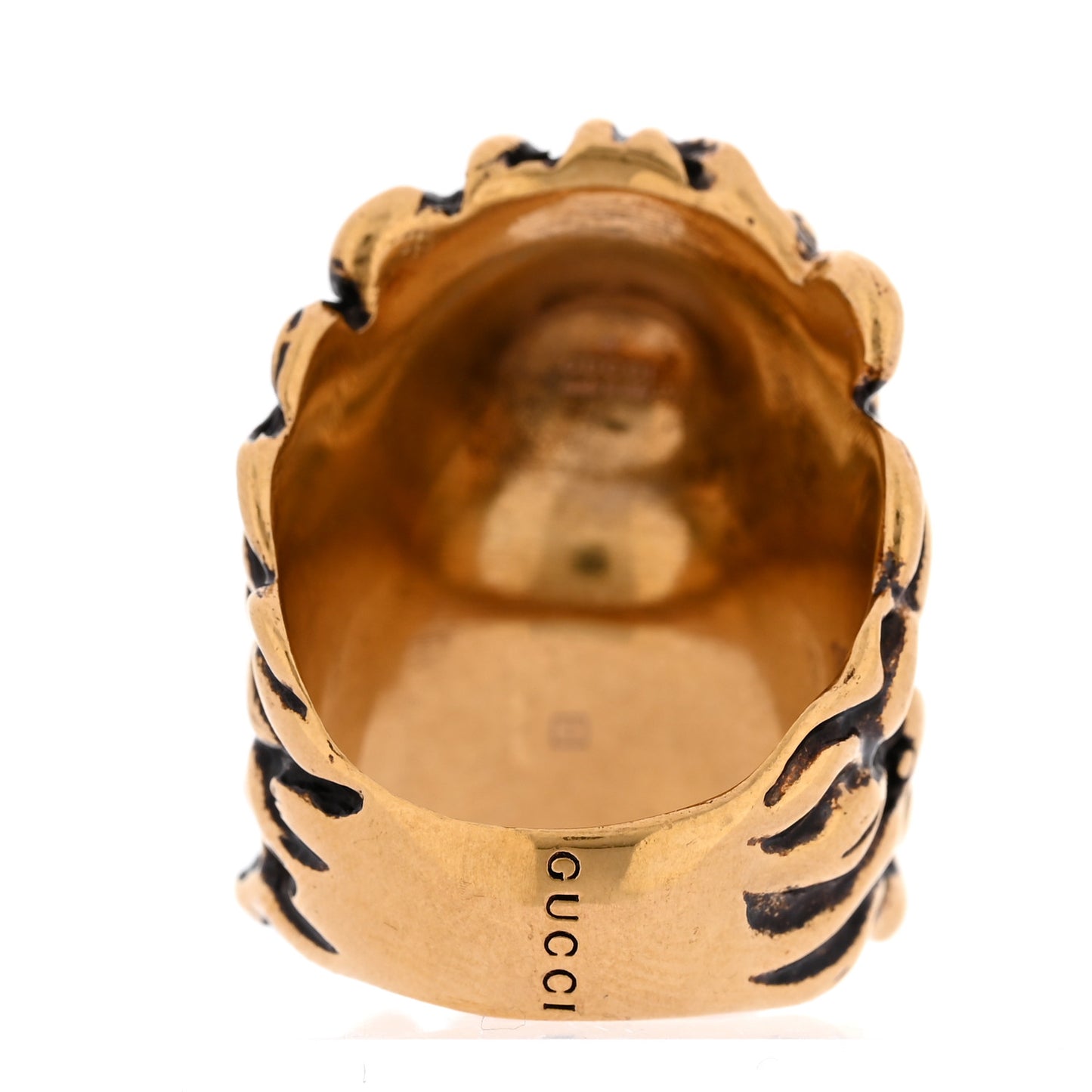 Metal Crystal Lion Head Ring 56 7.5 Black Aged Gold