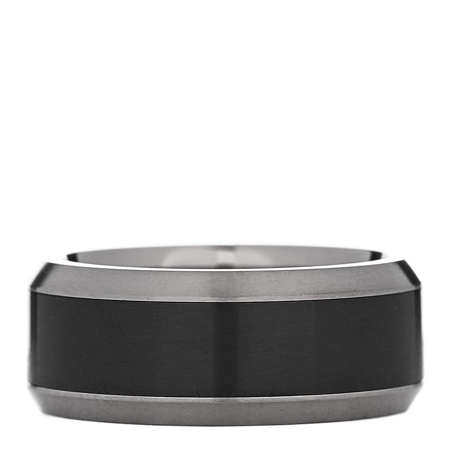 Black Titanium 8.5mm Beveled Band Ring 54 7