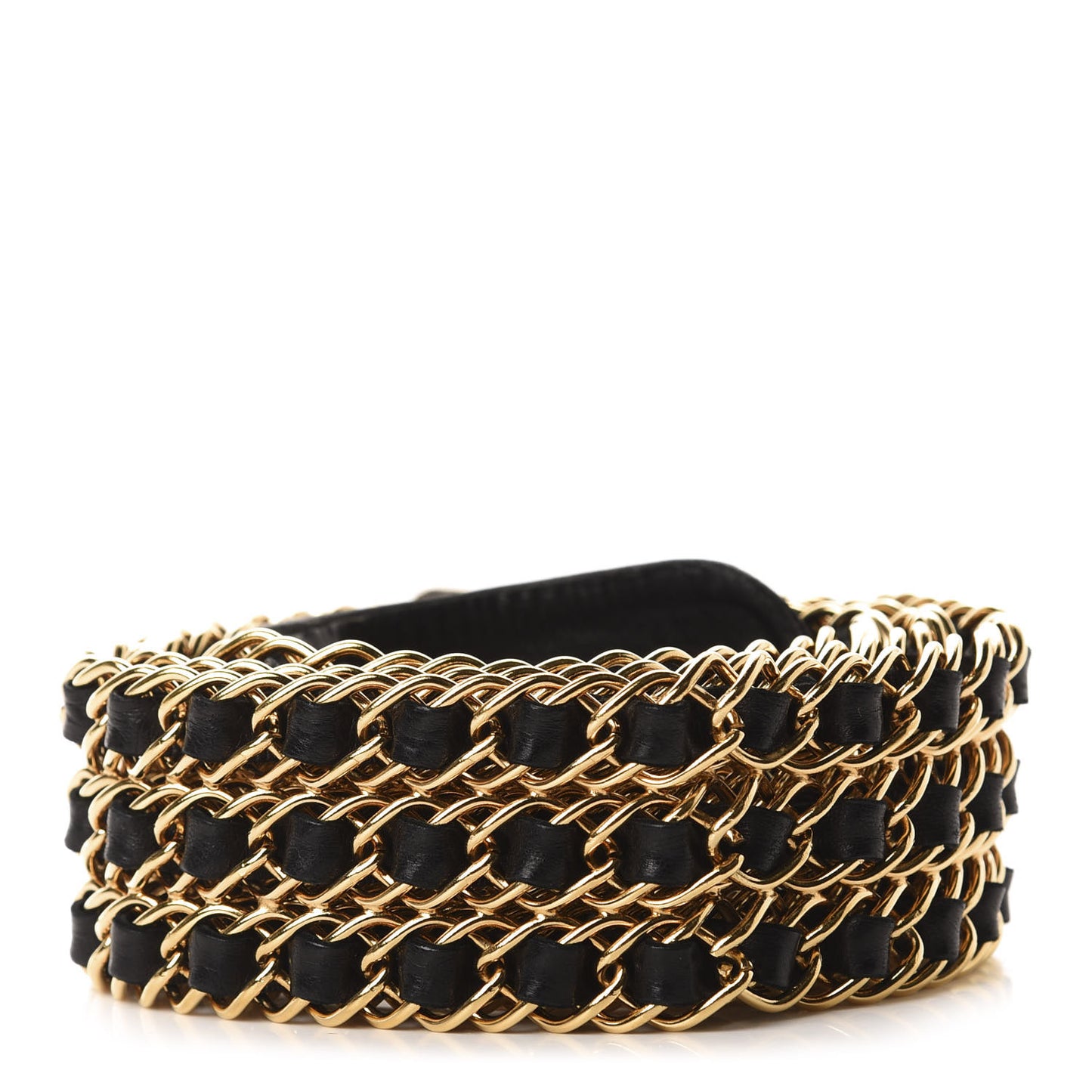 Lambskin Chain Wide CC Belt 95 38 Black Gold