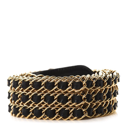 Chanel Lambskin Chain Wide CC Belt 95 38 Black Gold 2 of 5