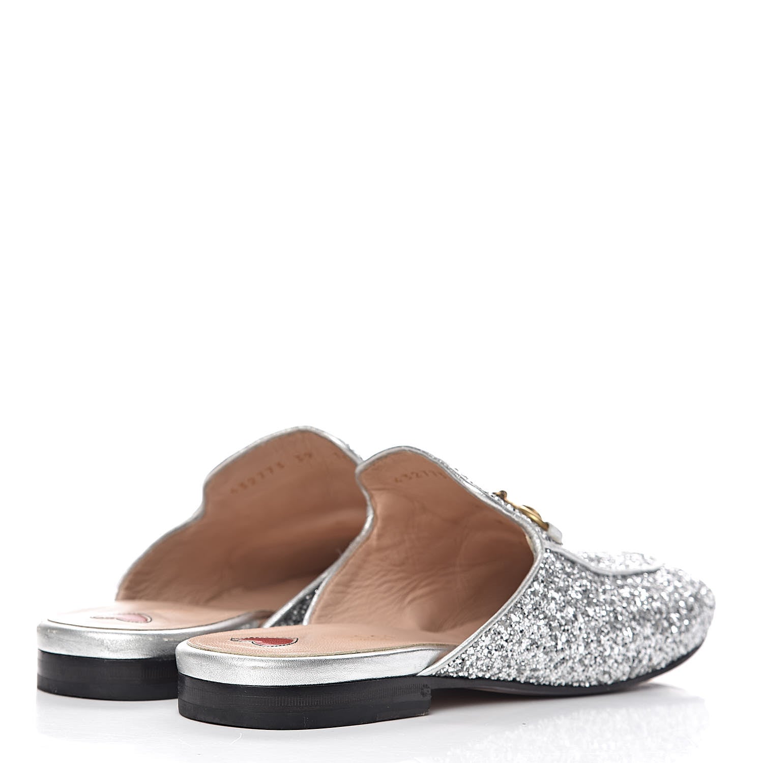 Gucci Glitter Womens Princetown Slippers 39 Silver 4 of 15