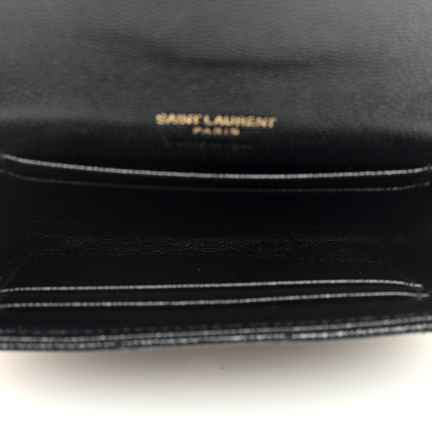 Saint Laurent Grain De Poudre Matelasse Chevron Small Monogram Envelope Wallet Black 5 of 6
