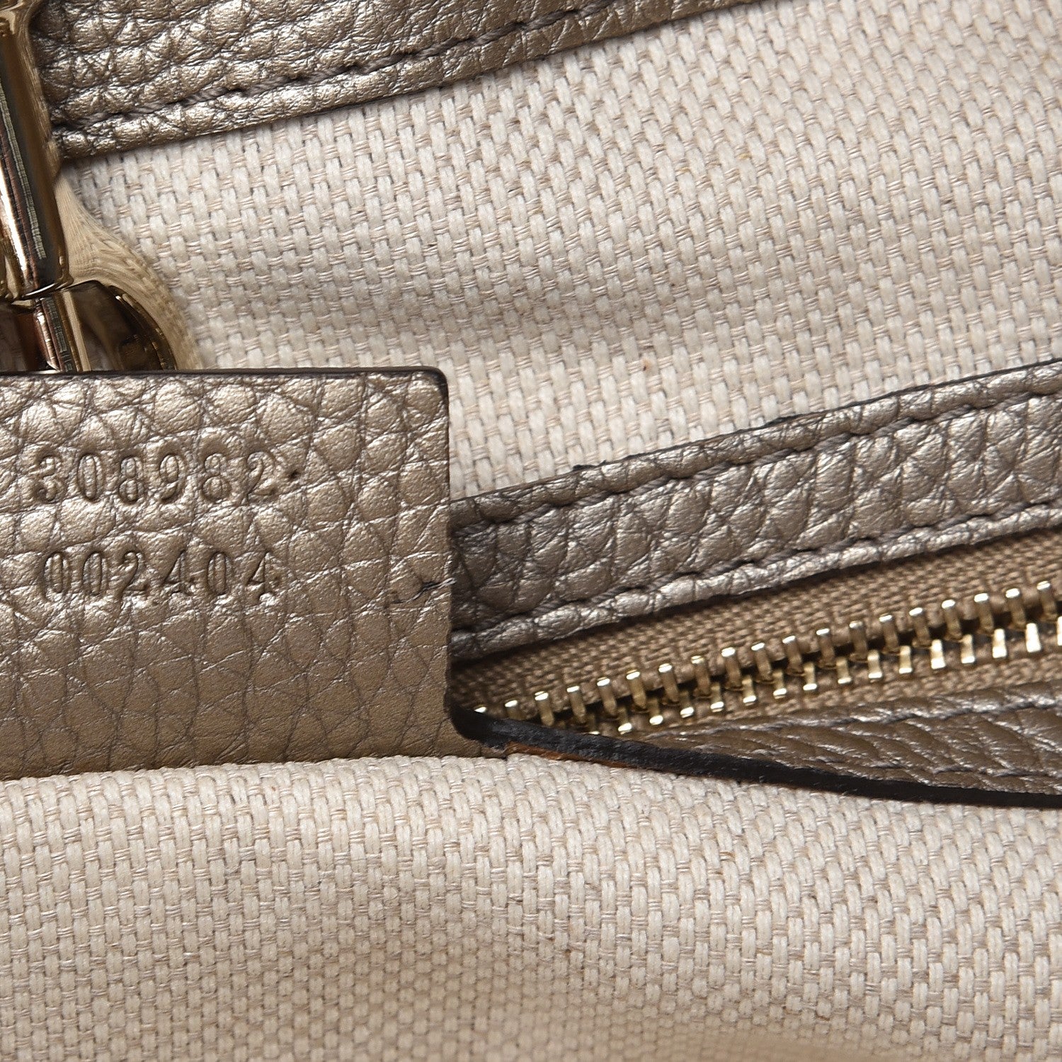 Gucci Metallic Pebbled Calfskin Medium Soho Chain Shoulder Bag Golden Beige 14 of 16