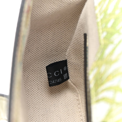 Gucci New Shangai Calfskin Tiger Savanah Web Mini Horsebit 1955 Shoulder Bag Chalky White Multicolor 7 of 10