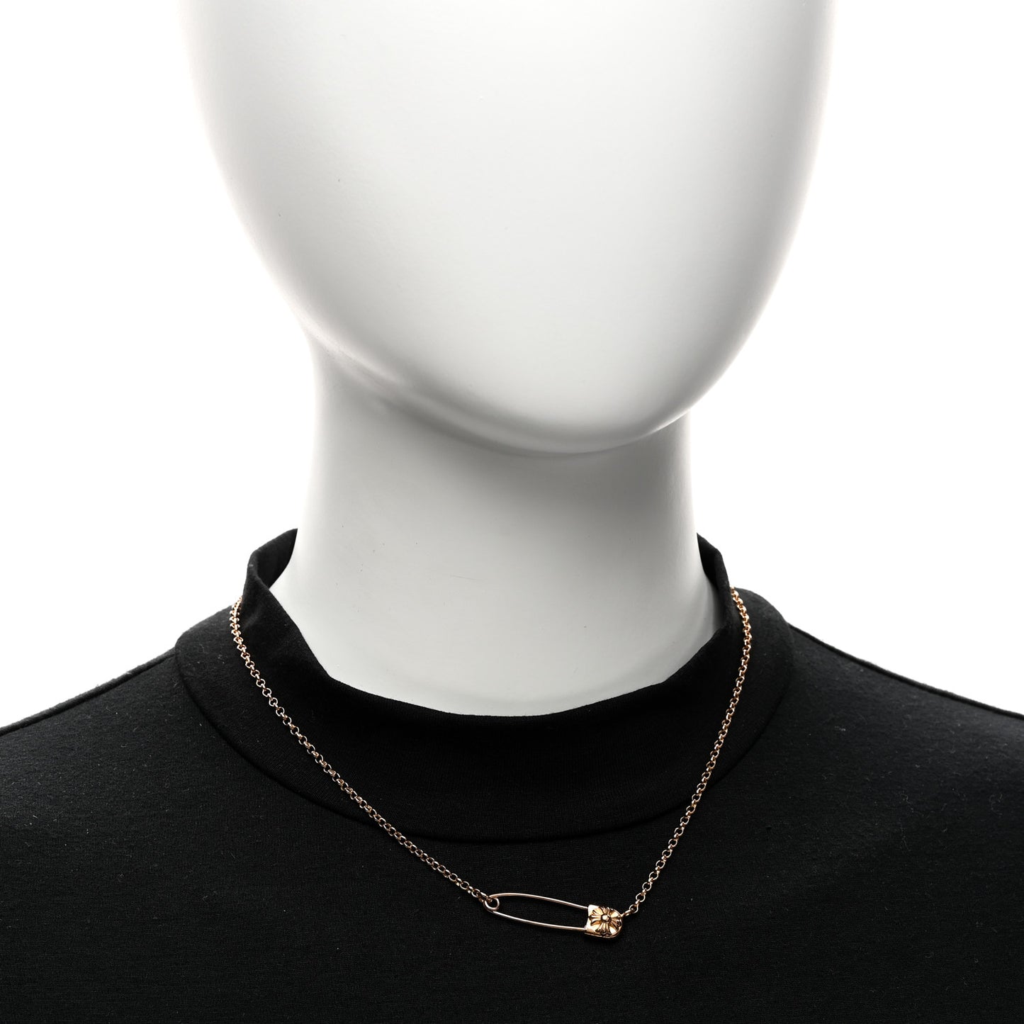 22K Yellow Gold Safety Pin Chain Necklace