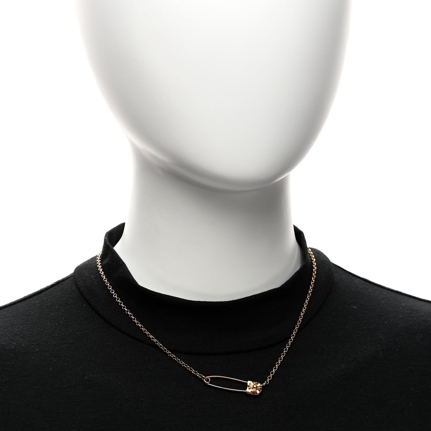 Chrome Hearts 22K Yellow Gold Safety Pin Chain Necklace 2 of 5