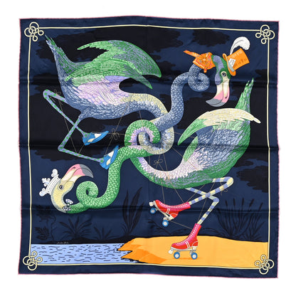 Hermes Silk Tied Up In Knots Scarf 70 Marine Vert Jaune 1 of 5
