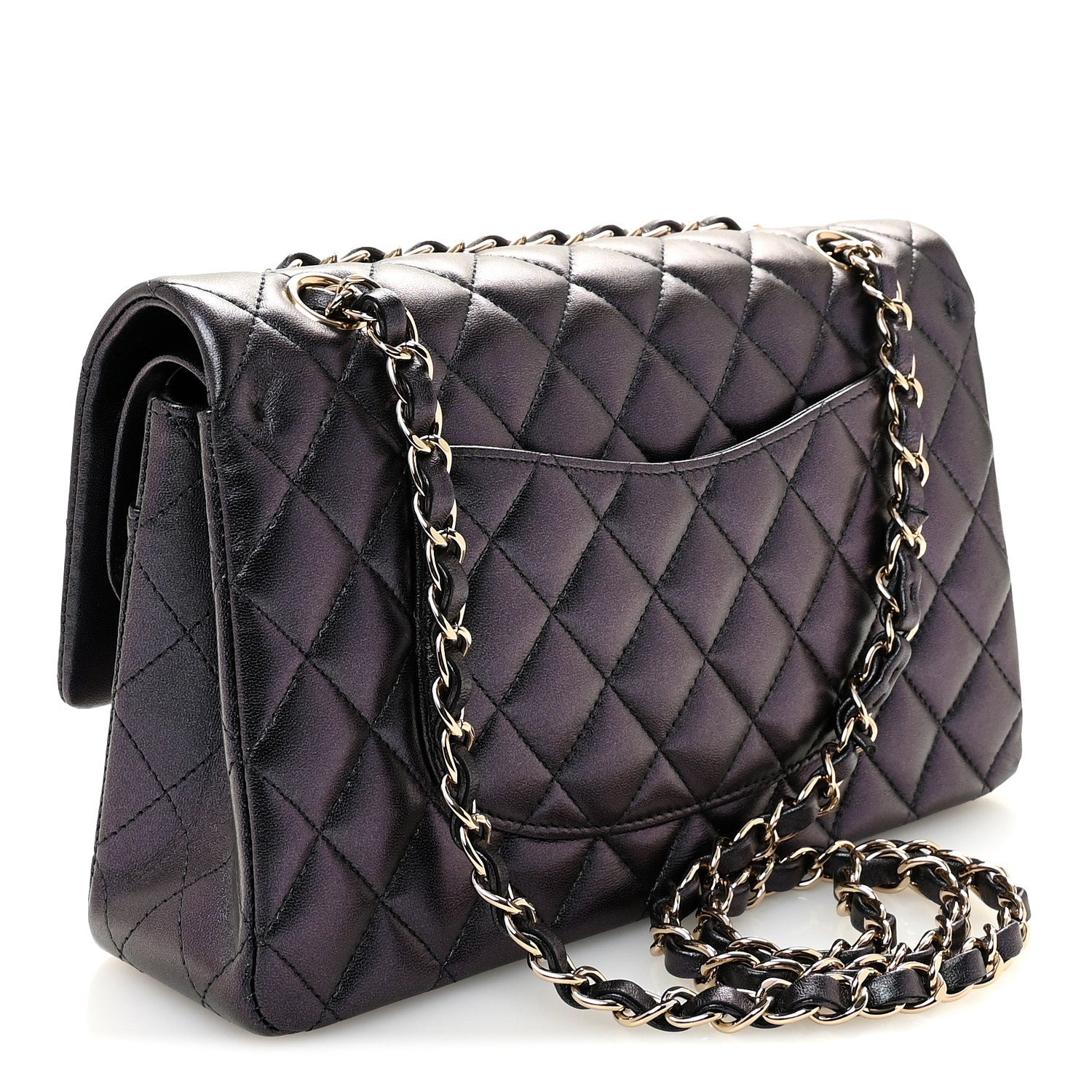 Chanel Iridescent Lambskin Quilted Medium Double Flap Black 3 of 10