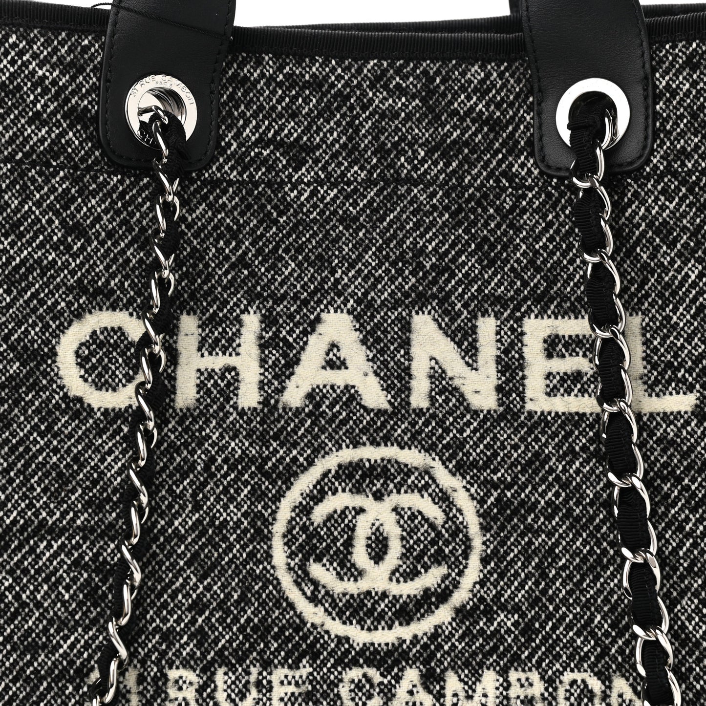 Mixed Fibers Calfskin Medium Deauville Tote Black