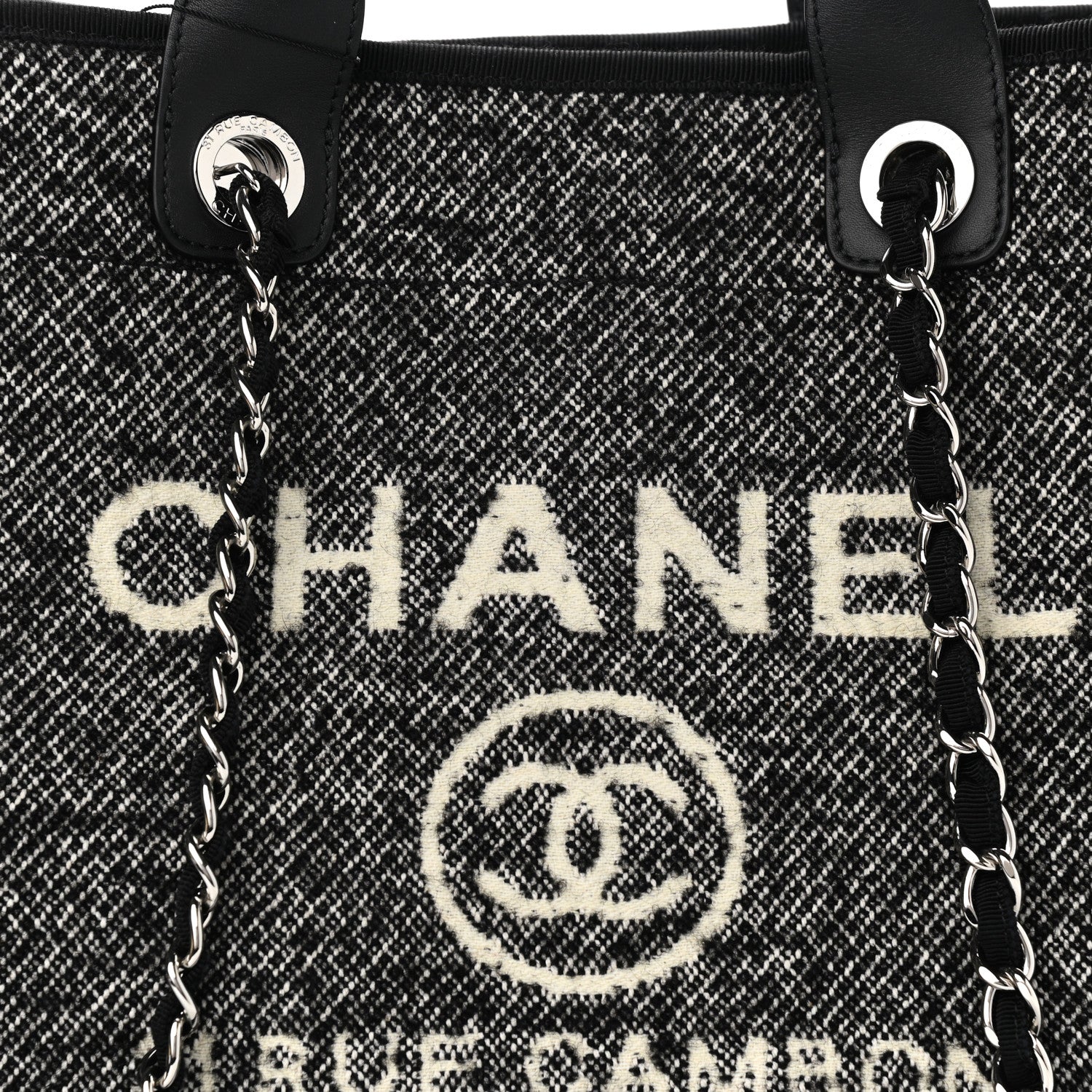 Chanel Mixed Fibers Calfskin Medium Deauville Tote Black 8 of 10