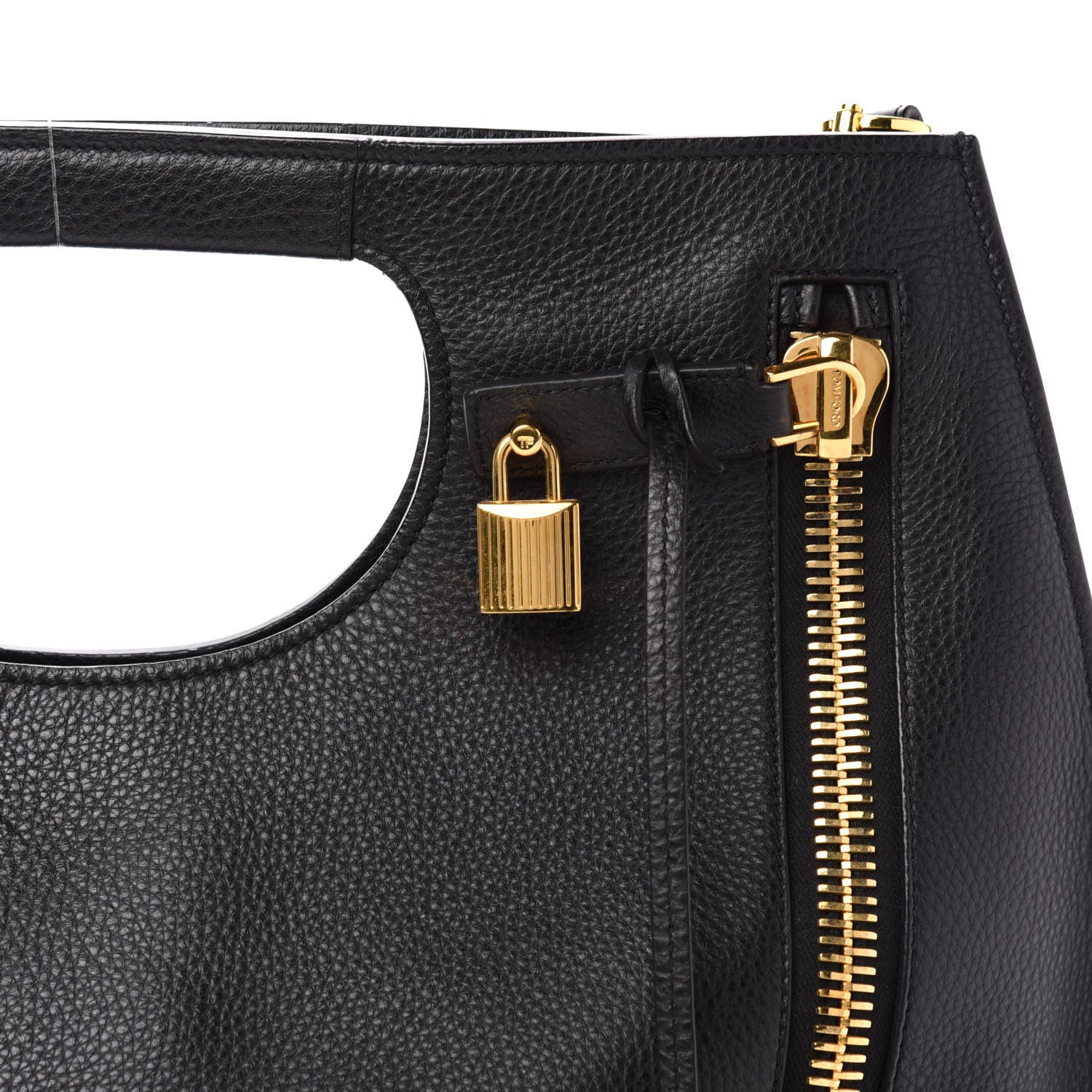 Tom Ford Calfskin Large Alix Padlock Zip Shoulder Bag Black 12 of 12