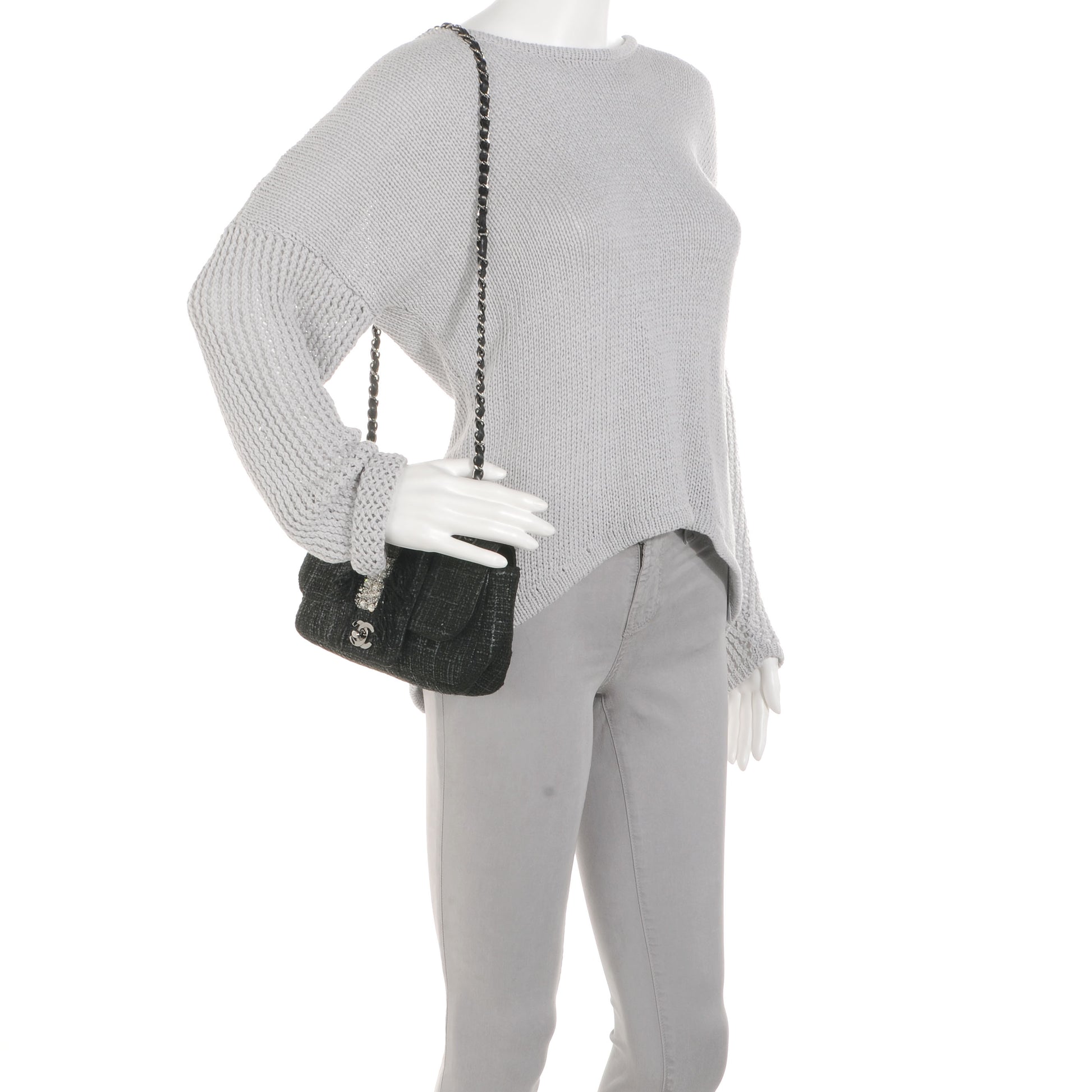 Chanel Tweed Swarovski Crystal Small Flap Black 2 of 7