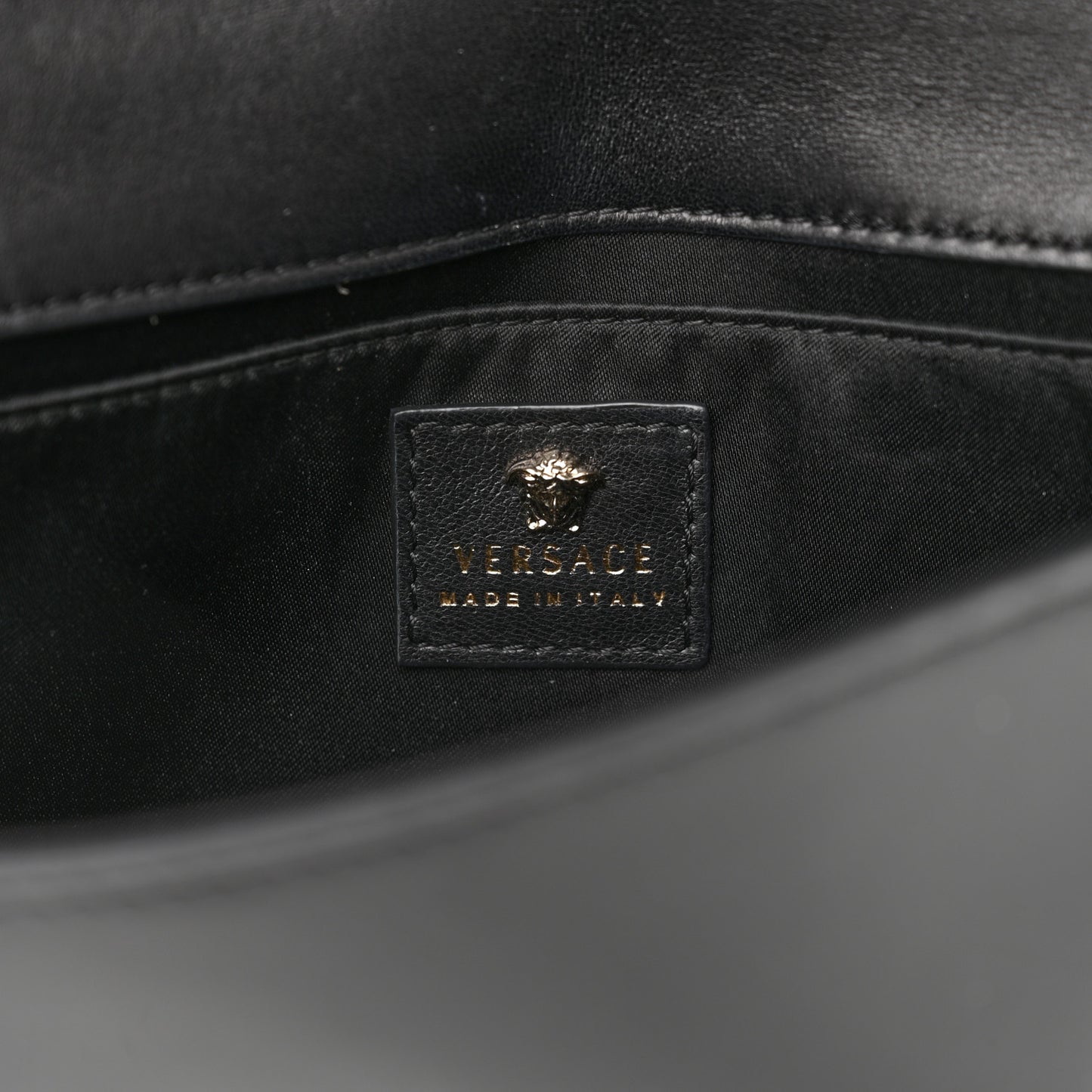 Patent Palazzo Medusa Chain Evening Bag Black