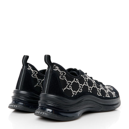 Gucci Tela Retino Mesh Crystal Suede GG Monogram Womens Gucci Run Sneakers 39 Black Silver 4 of 10