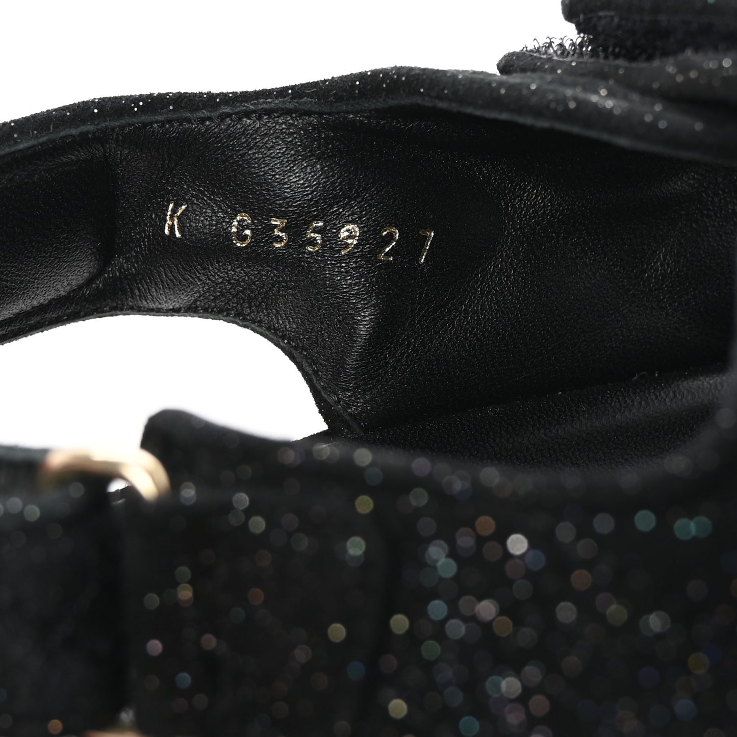 Suede Calfskin Glitter Crystal Velcro Dad Sandals 40 Black