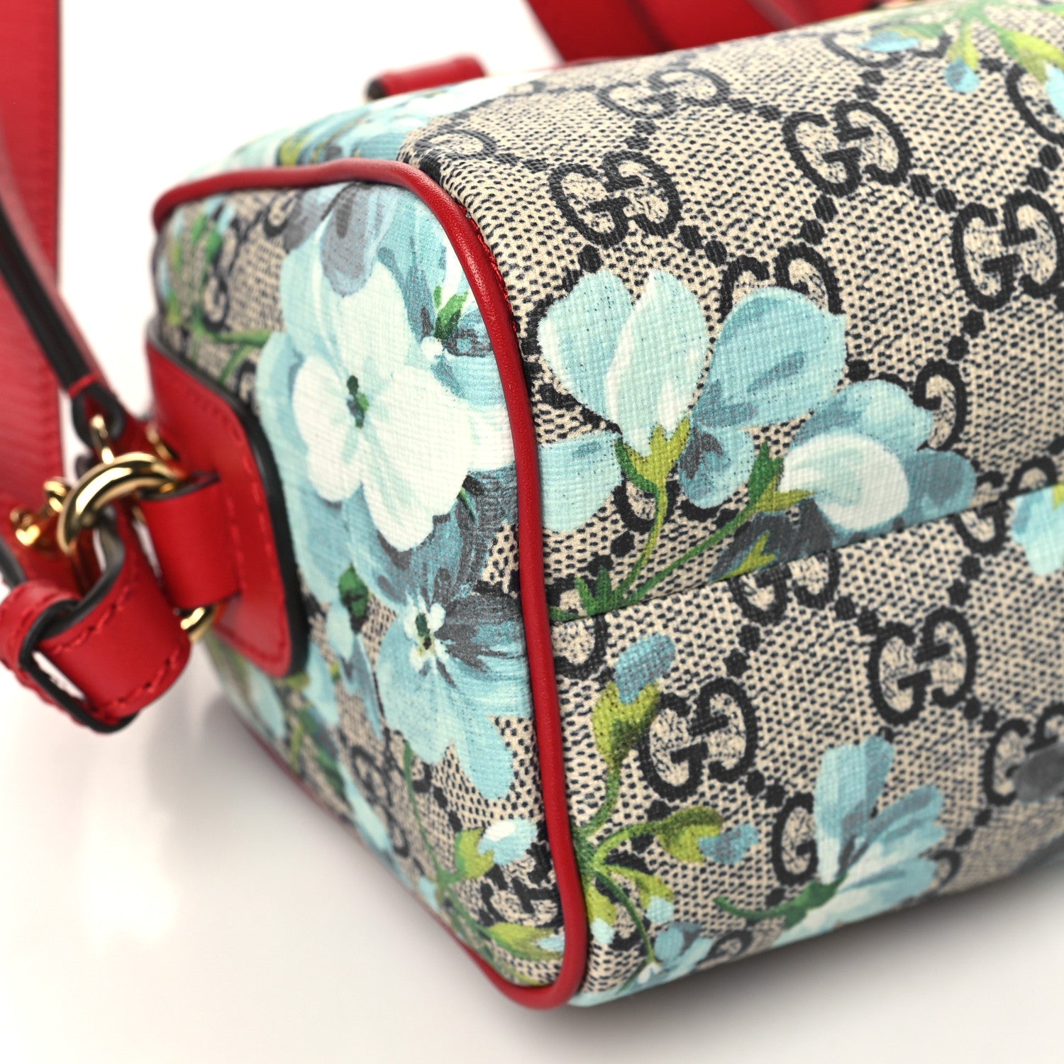 Gucci GG Supreme Monogram Blooms Mini Boston Navy Blue Hibiscus 8 of 9