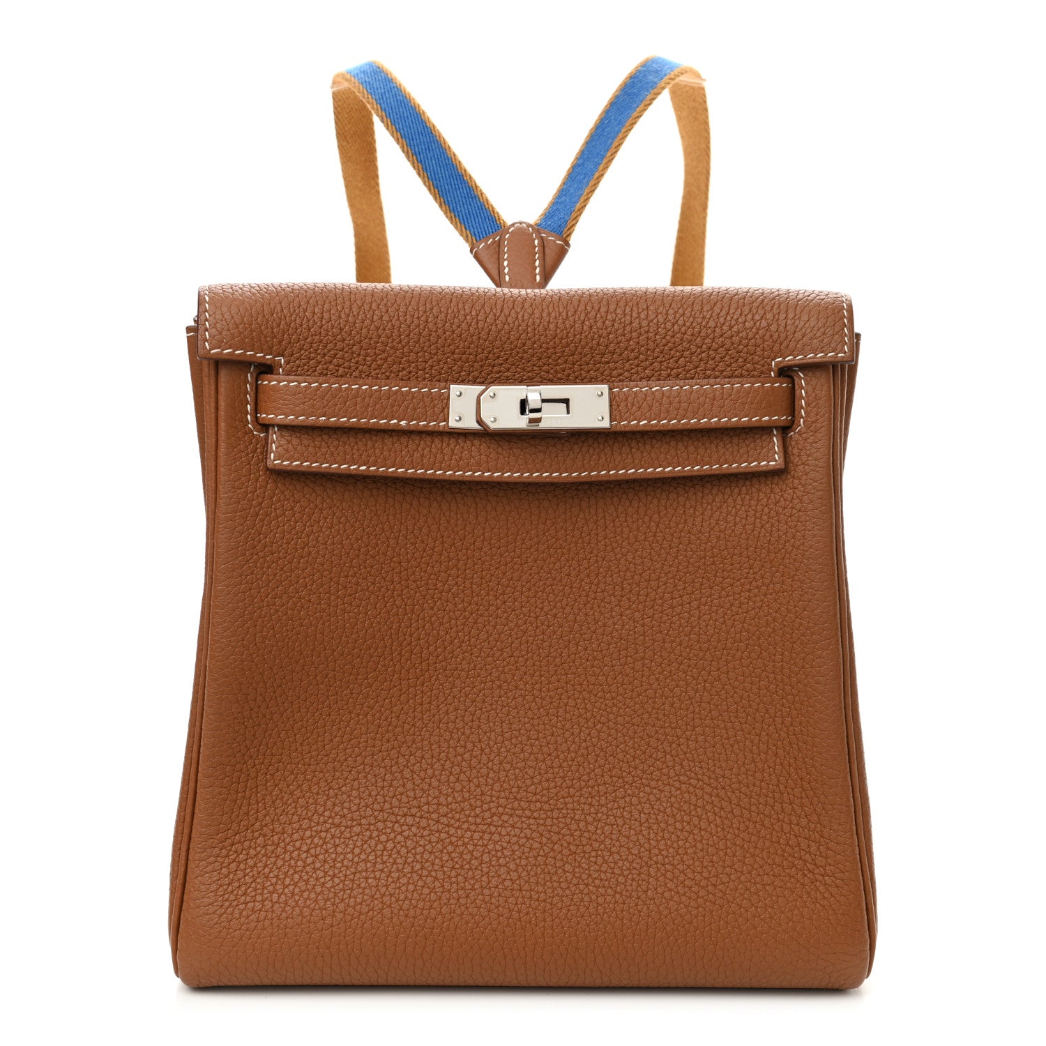 Hermes Taurillon Clemence Kelly Amazone Ado Backpack 22 Gold Bleu Zellige Caramel 1 of 8