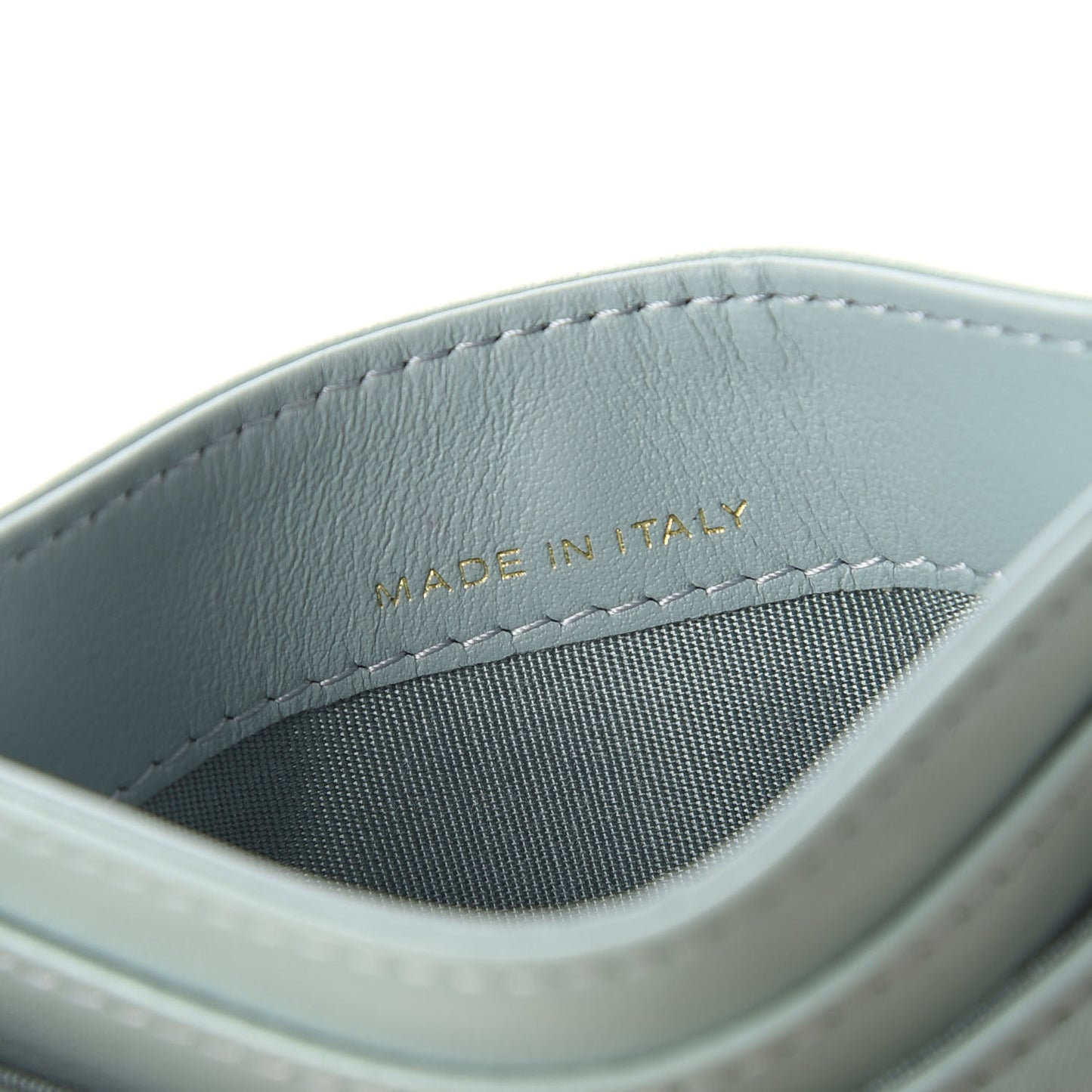 Shiny Goatskin Quilted 19 Card Holder Light Blue