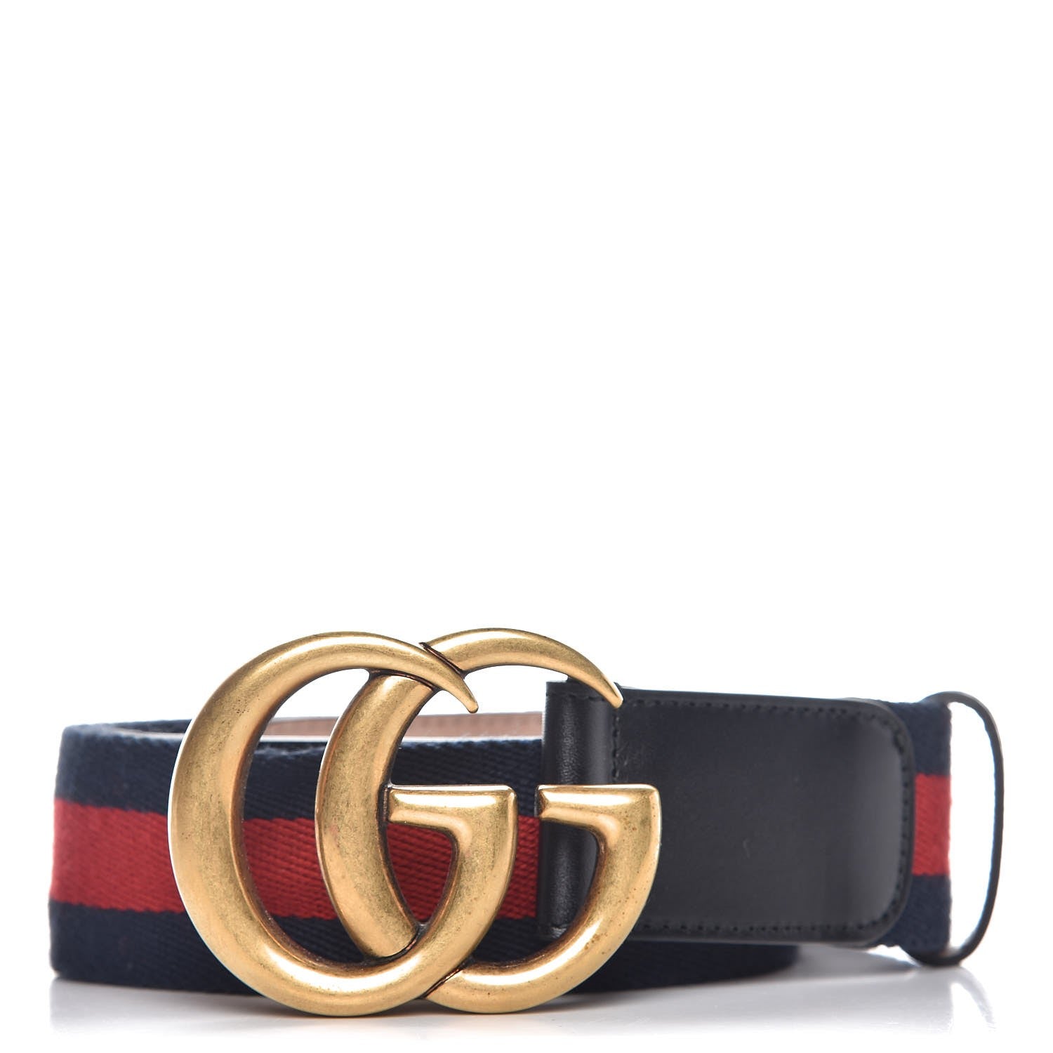Gucci Nylon Calfskin Double G Web 40mm Belt 80 32 Blue Red Black 1 of 7