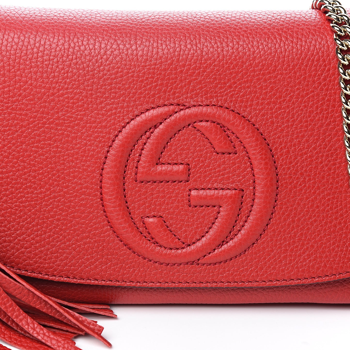 Pebbled Calfskin Medium Soho Flap Crossbody Vibrant Red