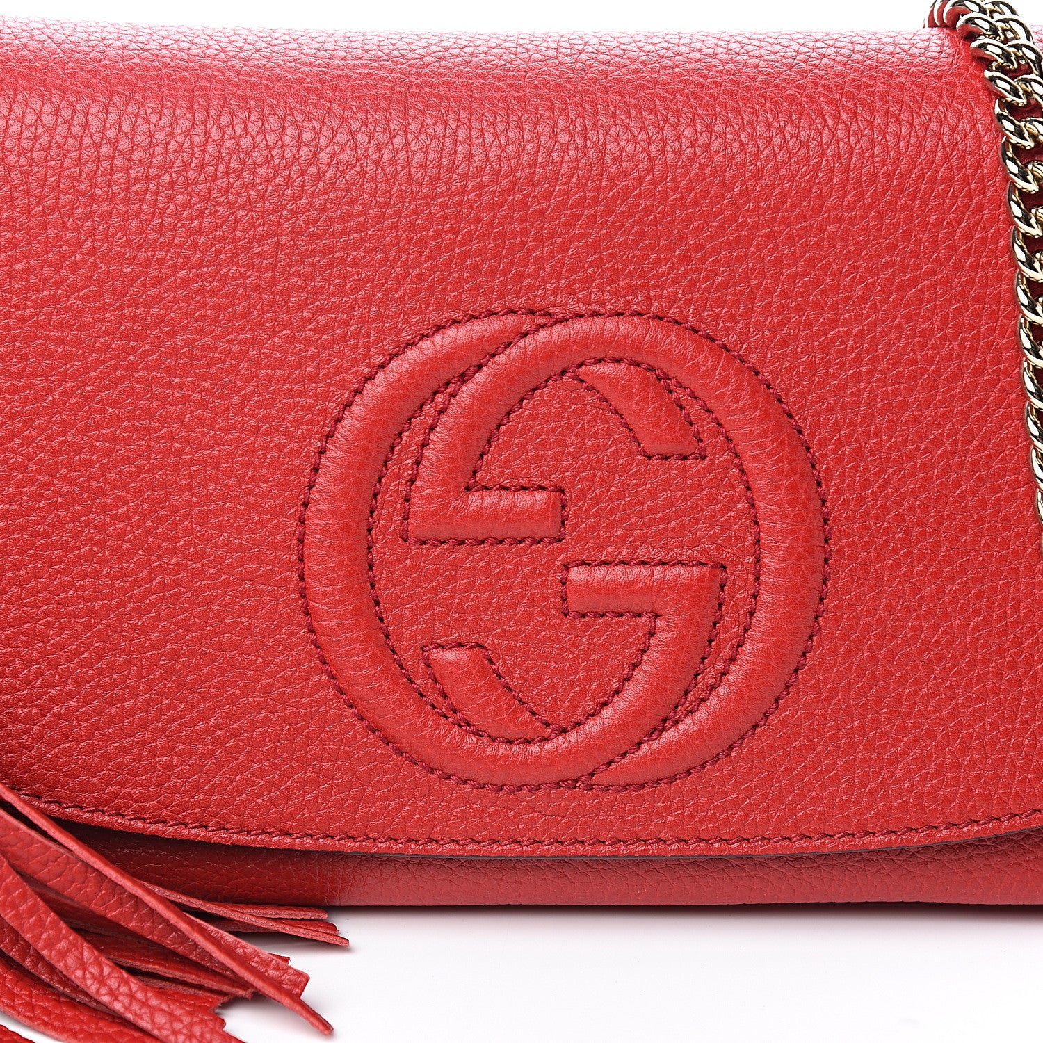 Gucci Pebbled Calfskin Medium Soho Flap Crossbody Vibrant Red 9 of 9